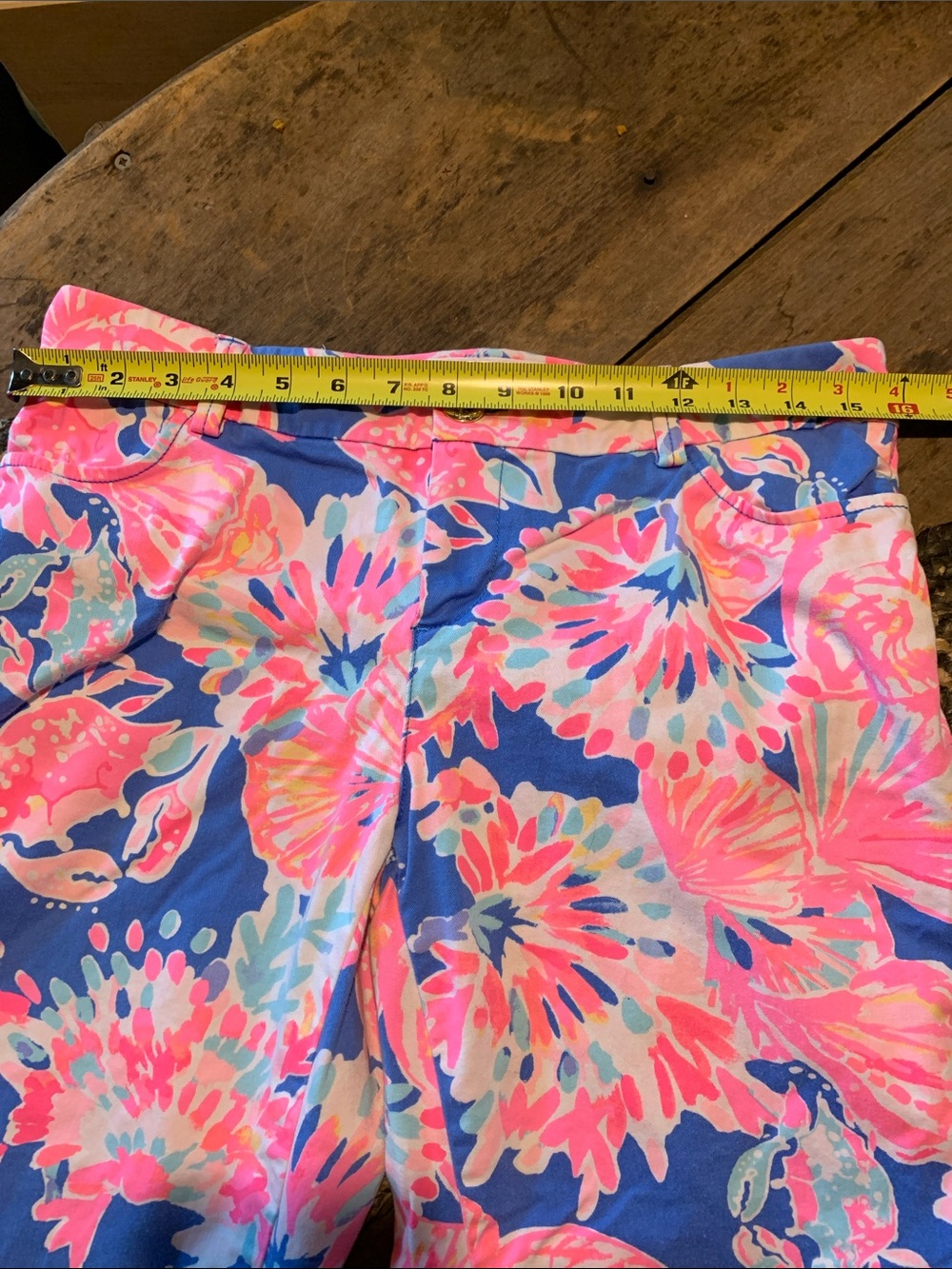 Lilly Pulitzer Sadie Pink, Navy & Cream Floral Ankle Length Cotton Blend Pants - Picture 9 of 13
